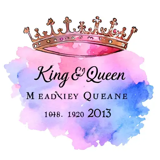 king and queen logo with wedding date tattoo design idea