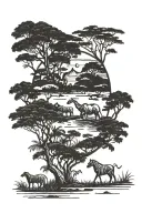 safari scene tattoo design idea