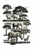 safari scene tattoo design idea