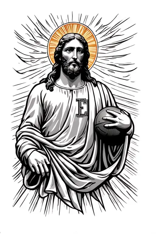touchdown Jesus university of Cincinnati scope sun rays sleeve tattoo tattoo design idea