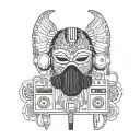 Combine a traditional African mask with a mixing board and headphones tattoo design idea