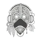 Combine a traditional African mask with a mixing board and headphones tattoo design idea