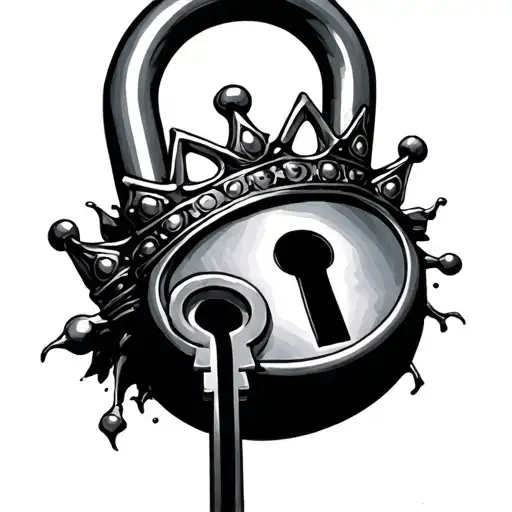 a padlock with a crown and the keyhole are the noi gender symbol tattoo design idea