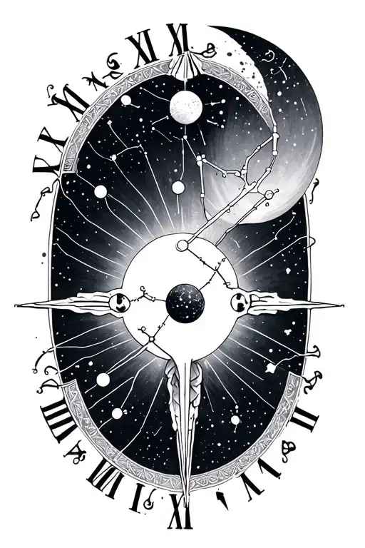 Aquarius constellation with Roman numerals MCMXC included  tattoo design idea