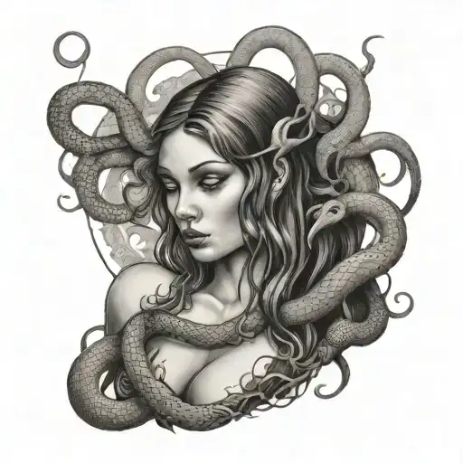 Lilith communing with snakes tattoo design idea