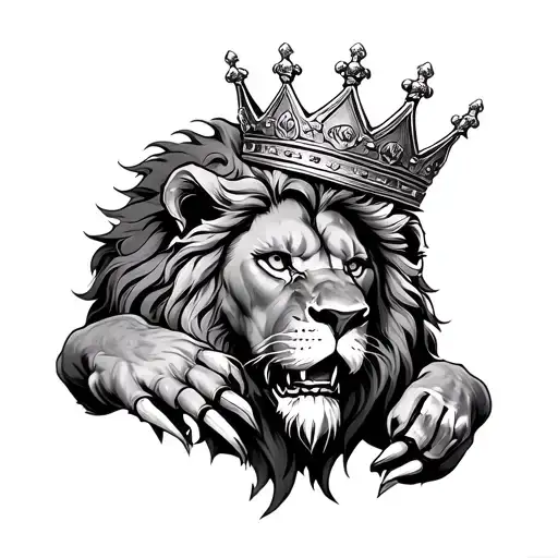 lion waring a crown clawing through chest tattoo tattoo design idea