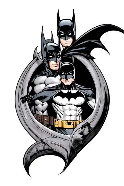 Batman and robin inside of a boomerang tattoo design idea