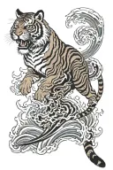 Japanese tiger surrounded by water and fire tattoo design idea