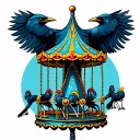 crow carousel ride tattoo design idea