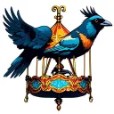 crow carousel ride tattoo design idea