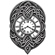 Celtic trinity knot clock face tattoo design idea