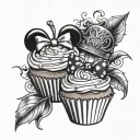 cupcake with minnie mouse ears and harry potter designs  tattoo design idea