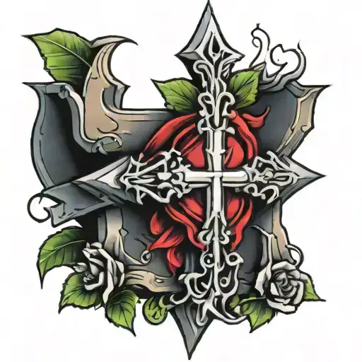 cross with the thorn crown on it  tattoo design idea
