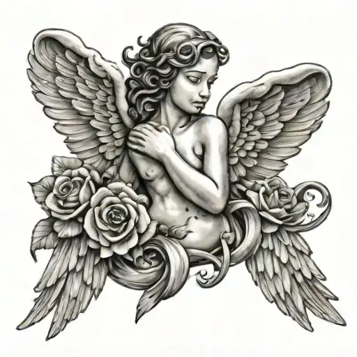 angel number 4 tattoo design idea