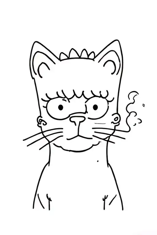 Simpsons Cat Smokes with Black Eyes tattoo design idea