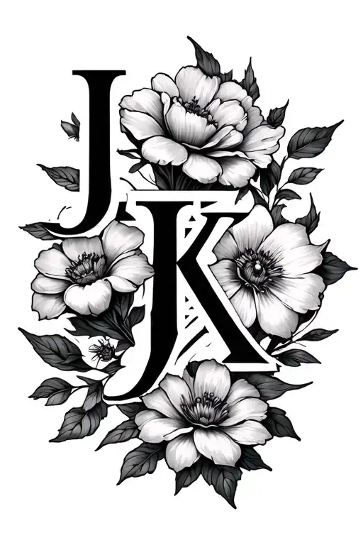 "Jade x" flower blooming tattoo design idea