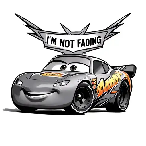 "I’m not fading " Lightning Mcqueen Bolt symbol tattoo design idea