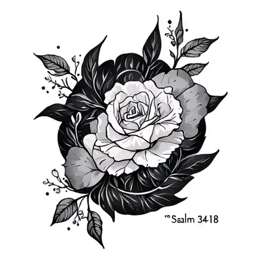 Psalm 34:18 tattoo design idea
