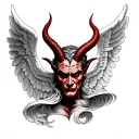 devil head with angel wings tattoo design idea