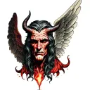 devil head with angel wings tattoo design idea