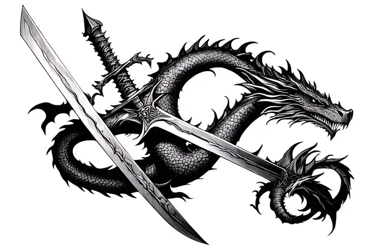 Sword Dragon Slayer tattoo design idea