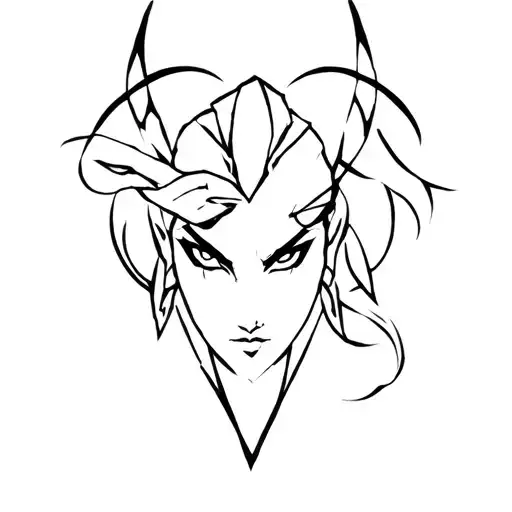 Create me a black tattoo themed around Arcane:League of Legends. It could have Jinx and Vi themes in it. tattoo design idea