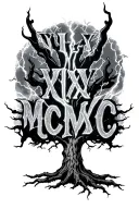 "VII-XV-MCMXC" lightning tree tattoo design idea