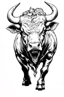 runing raging bull tattoo design idea