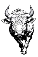 runing raging bull tattoo design idea