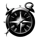 Half Compass Half Clock tattoo design idea