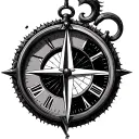 Half Compass Half Clock tattoo design idea