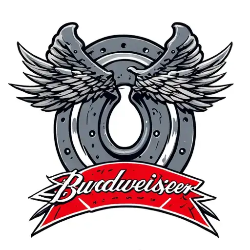 Budweiser nascar and colts horse shoe laces flying tattoo design idea