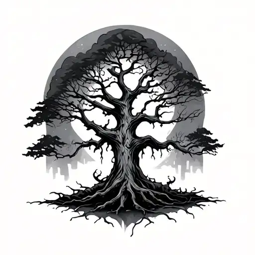 Haunted Tree tattoo design idea