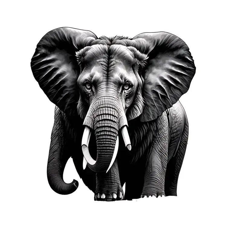 elephant and lion tattoo design idea