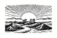 desert sunset tattoo design idea