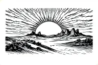 desert sunset tattoo design idea