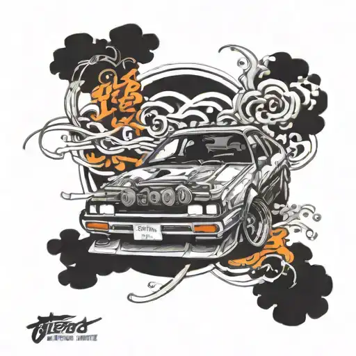 toyota ae86 drifting tattoo design idea