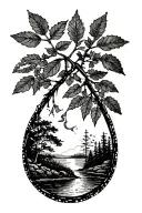 tear drop nature scene sunset sky tattoo design idea