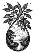tear drop nature scene sunset sky tattoo design idea