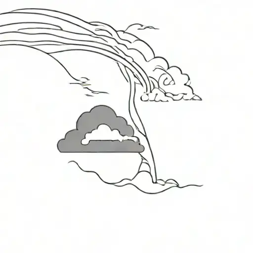 dark clouds, thunderstorm, tsunami wave crashing tattoo design idea
