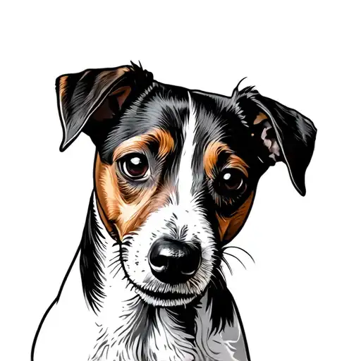 fine line jack russell terrier one ear up one ear folded over tattoo design idea