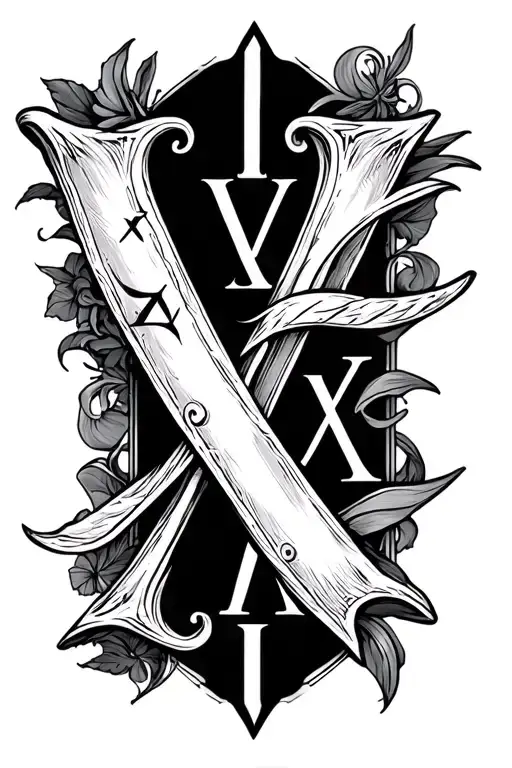 create a tatto with the roman numerals V, XXI, X, in order tattoo design idea