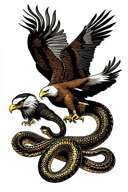 eagle and snake intertwined american traditional tattoo design idea