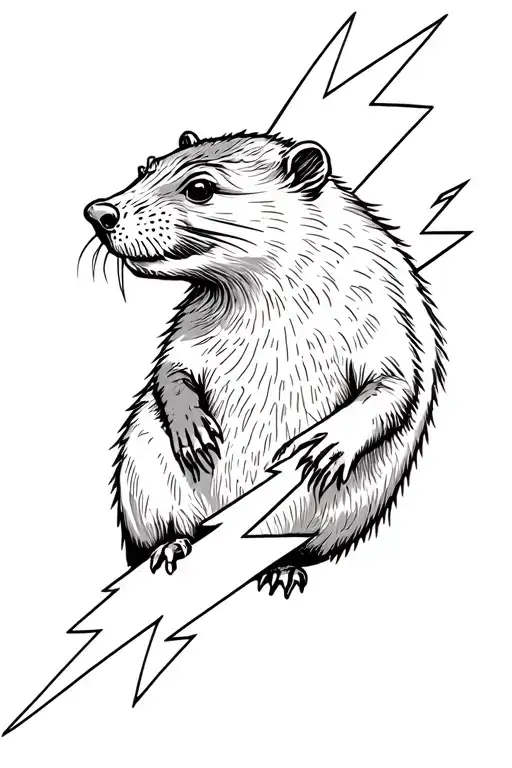 beaver and lightening bolt tattoo design idea