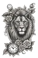 lion with roses clock and for i know the plans i have for you jeremiah 29:11 tattoo design idea