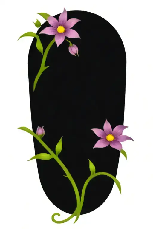 A vine of purple daisies and blue cosmos intertwined flowers tattoo design idea