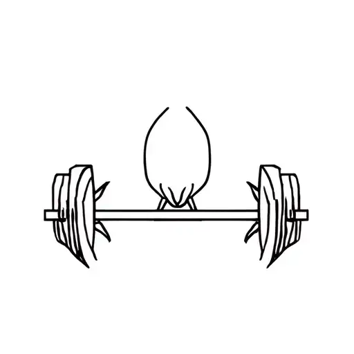 A minimalist design of a barbell with spider legs, representing strength and agility tattoo design idea