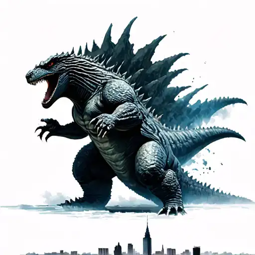 Godzilla with Boston skyline tattoo design idea