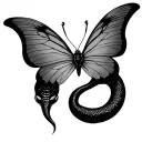 2 headed snake butterfly tattoo design idea