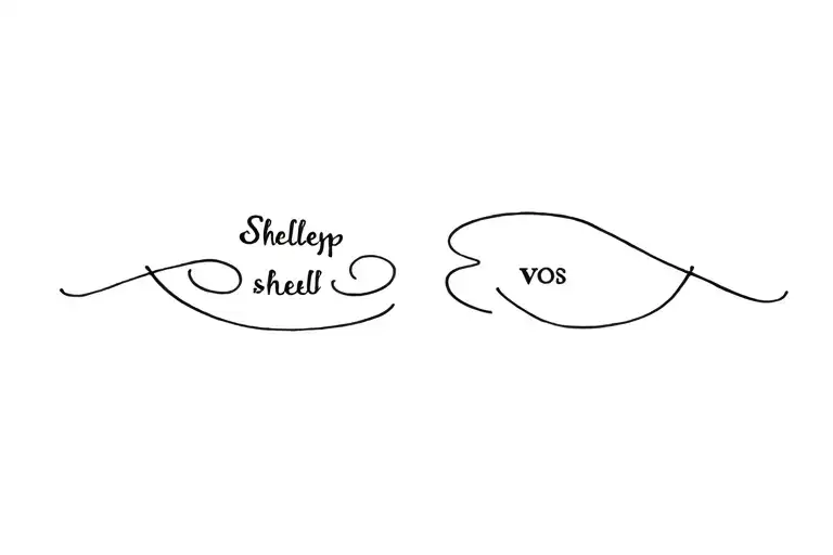 I want a fine line tattoo representing me, Shelsey, and my partner, Thomas. Our nicknames are ‘schelp’ (shell) and ‘vos’ tattoo design idea